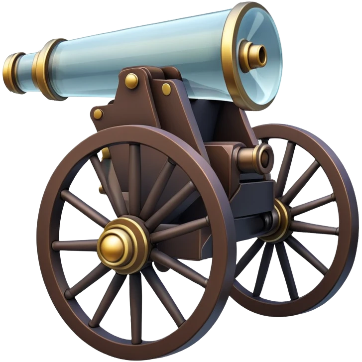a cannon made of glass, transparent, fragile emoji