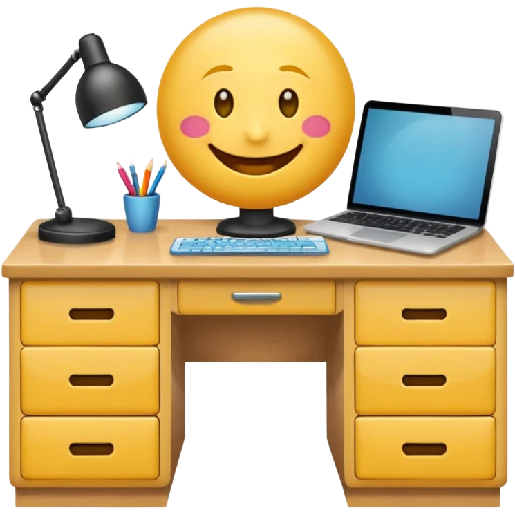 Un emoji derrière un bureau à genoux, avec un autre devant emoji