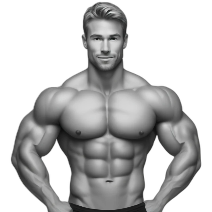 Muscular Caucasian fit guy pose bubble butt emoji