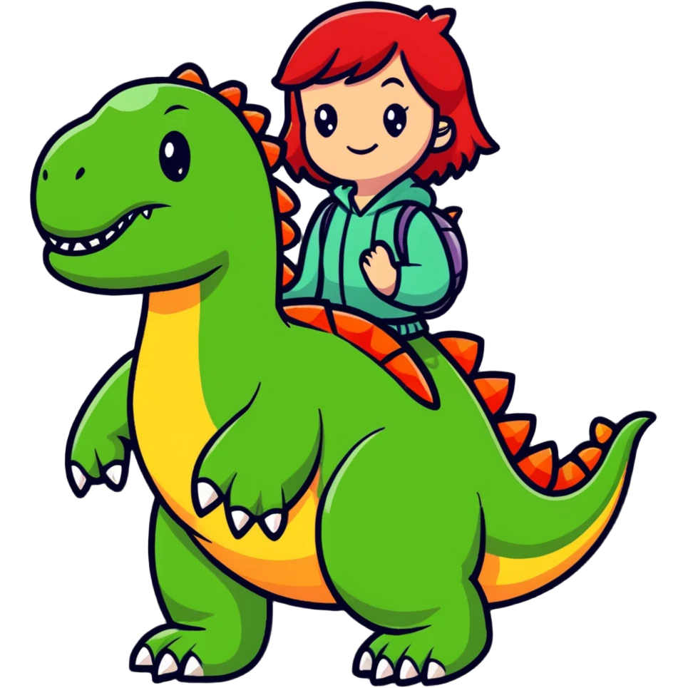 Red-haired girl with a dinosaur tail and animal paws instead of hands and feet emoji