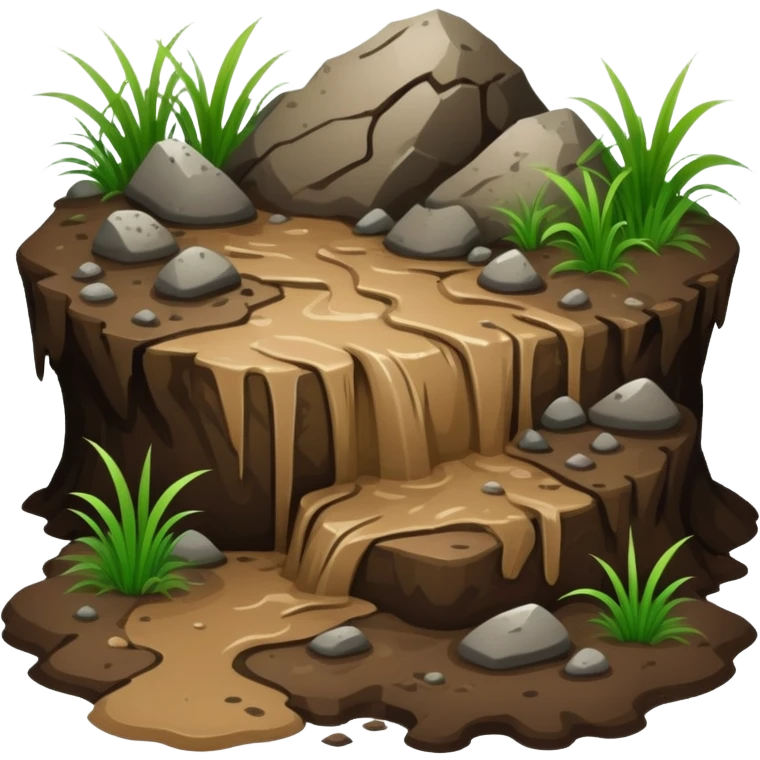 Mud, grass, dirt and rocks  emoji