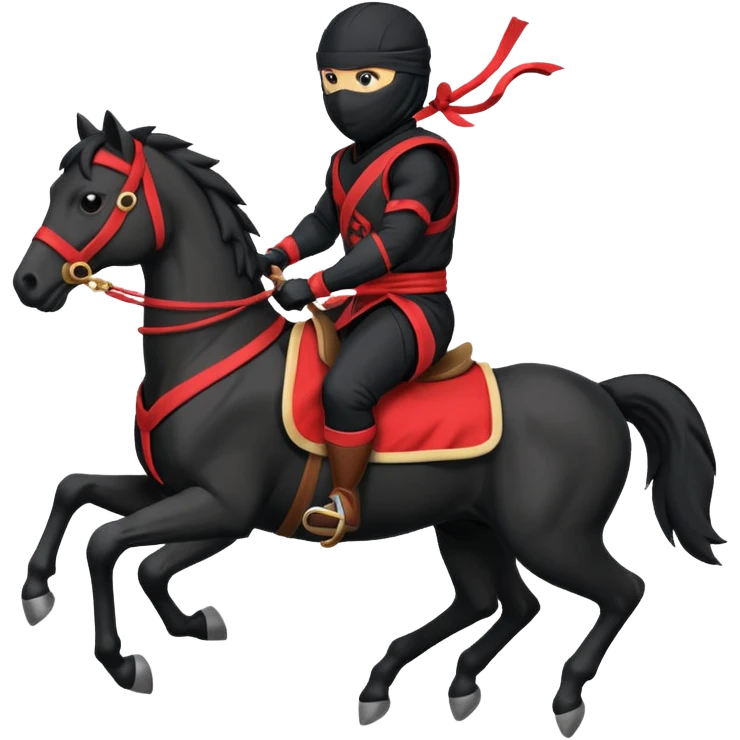ninja riding horse wearing racing cloth black emoji