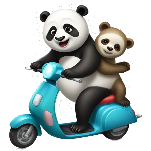 Panda and sloth riding scooter  emoji