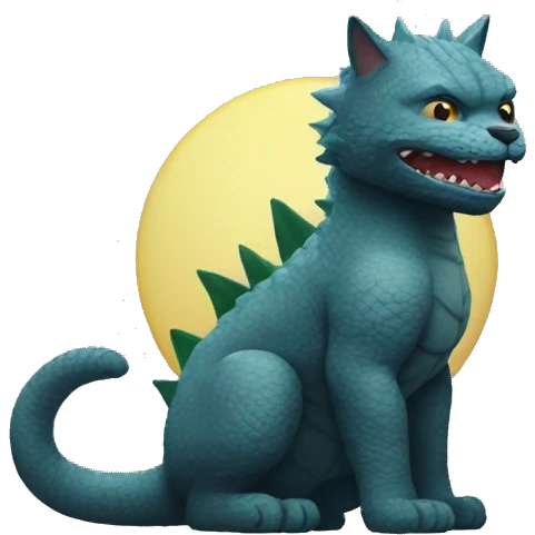 Combination of the cat and Godzilla  emoji