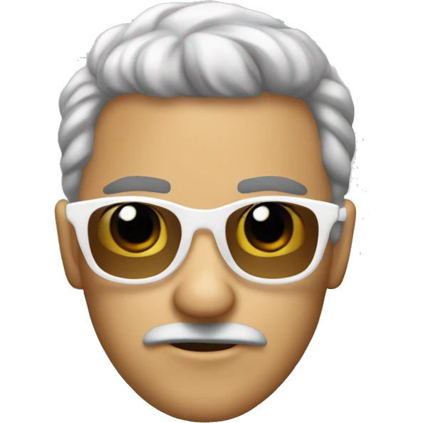 con gafas blancas y cabello cafe hasta las orejas como el wonja de deep emoji