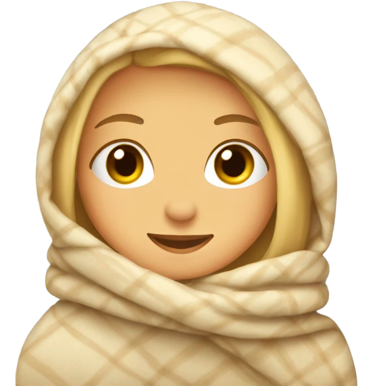 Blonde girl covered with warm blanket  emoji
