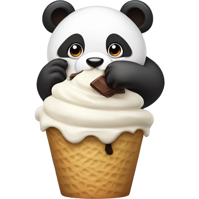 Panda eating chocolate ice cream  emoji