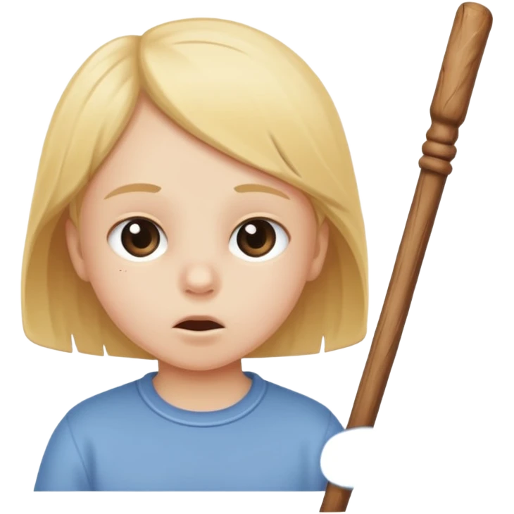 The white child blows into the stick emoji