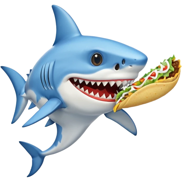 shark wearing a white dress eating a taco emoji
