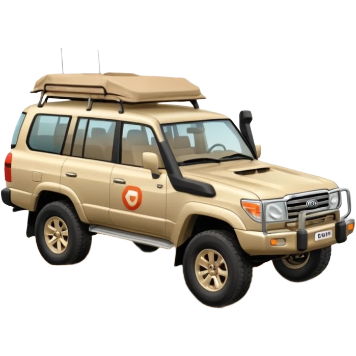 a 2007 Land Cruiser car driving on sand with the word 'Doha' above it in emoji style emoji