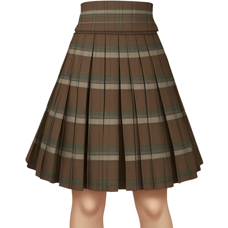 Brown tartan pleated mini skirt, isolated emoji