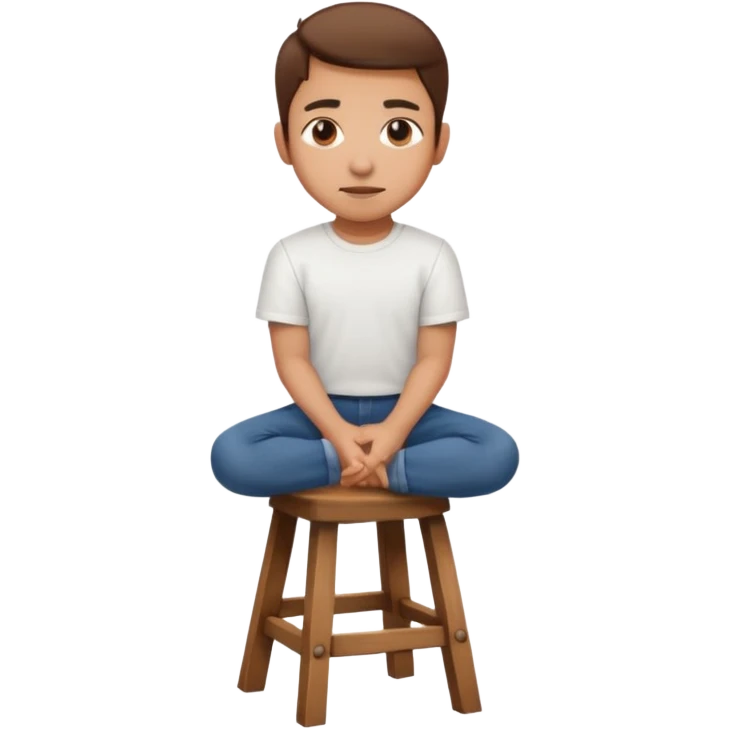 a person sitting on stool with full face backward turn

 emoji