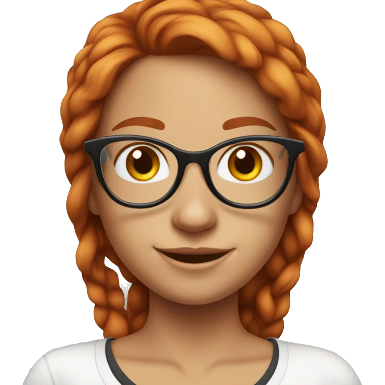 red-haired girl in glasses and white t-shirt smiling emoji
