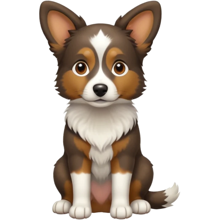 собака породи ауссі триколор з передніми білими  без білої смужки на голові  emoji