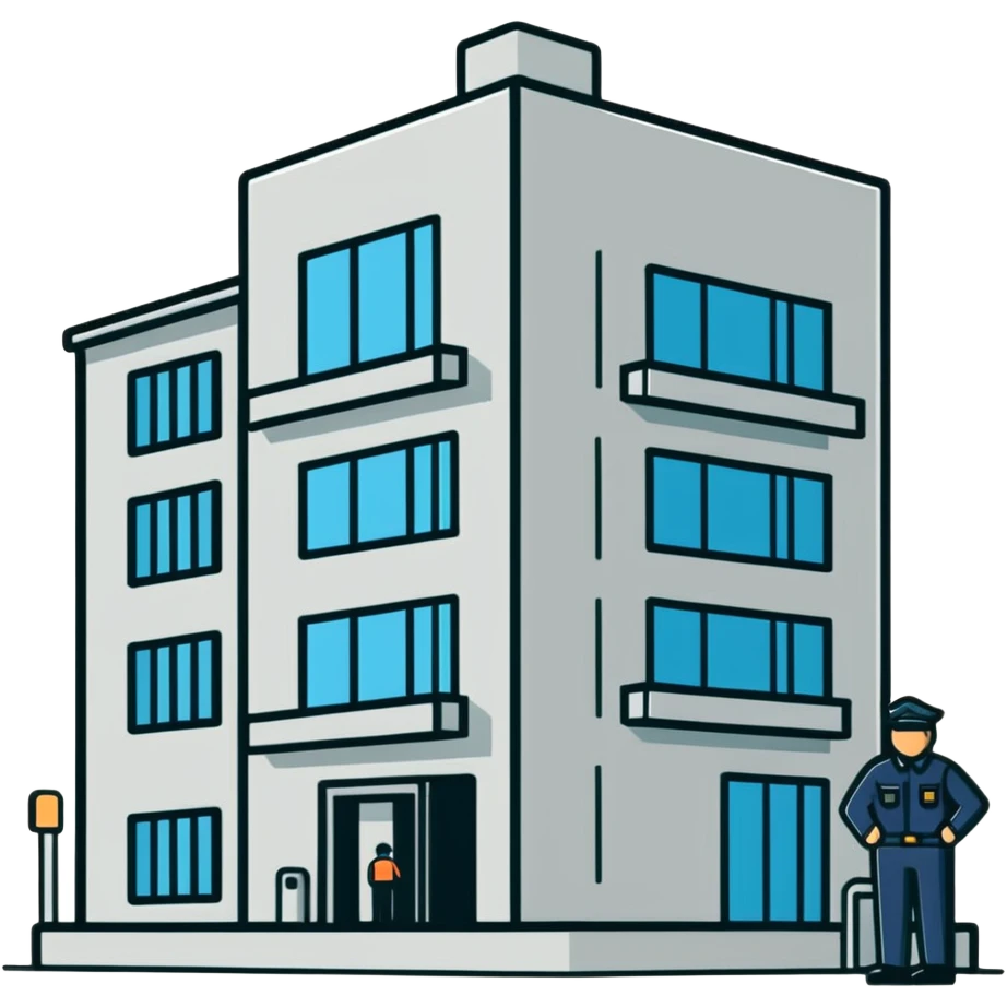 security guard monitoring building cameras emoji