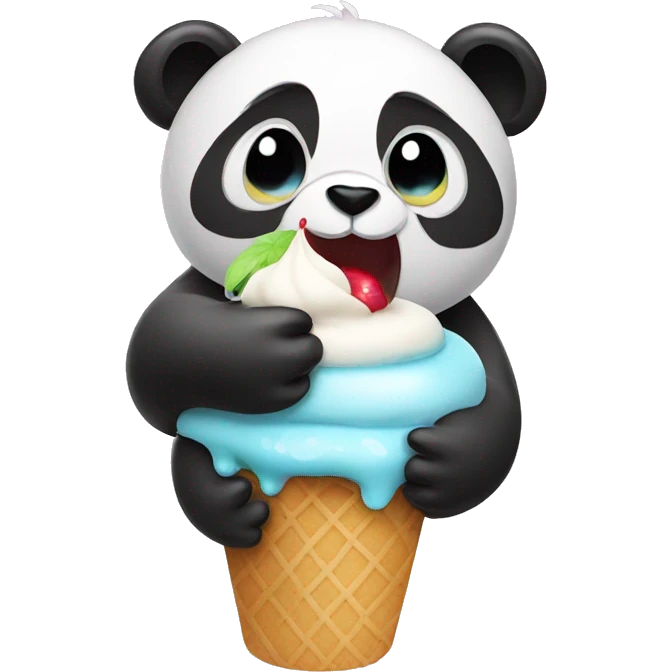 Panda eating black ice cream emoji