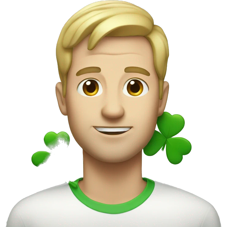white man with four leaf clover emoji