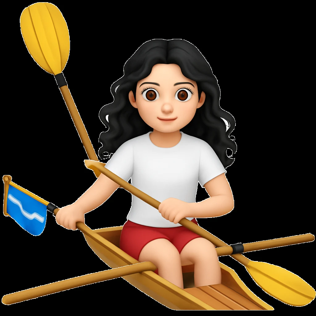 Make the girl's outfit red shorts and a white short-sleeved t-shirt in the style of apple style emojis emoji