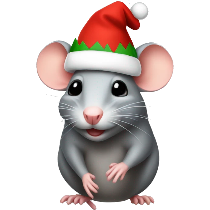 Rat with christmas cap emoji