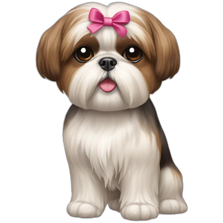 Dog Shih Tzu with a bow on head full-body emoji