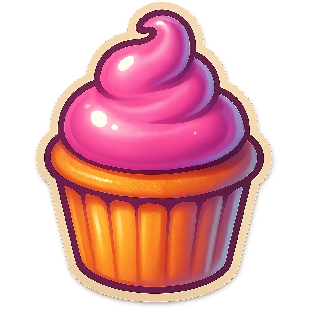 Cupcake with pink icing emoji