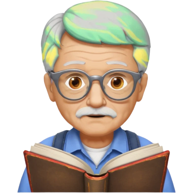 old man reading a book colored glasses emoji