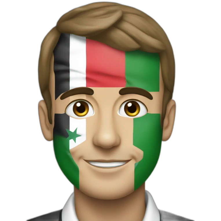 Emanuel macron with a flag of palestine emoji