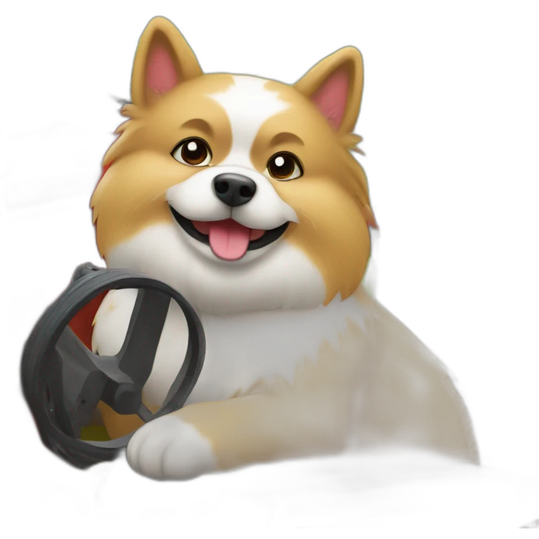 zwergspitz in a tractor emoji