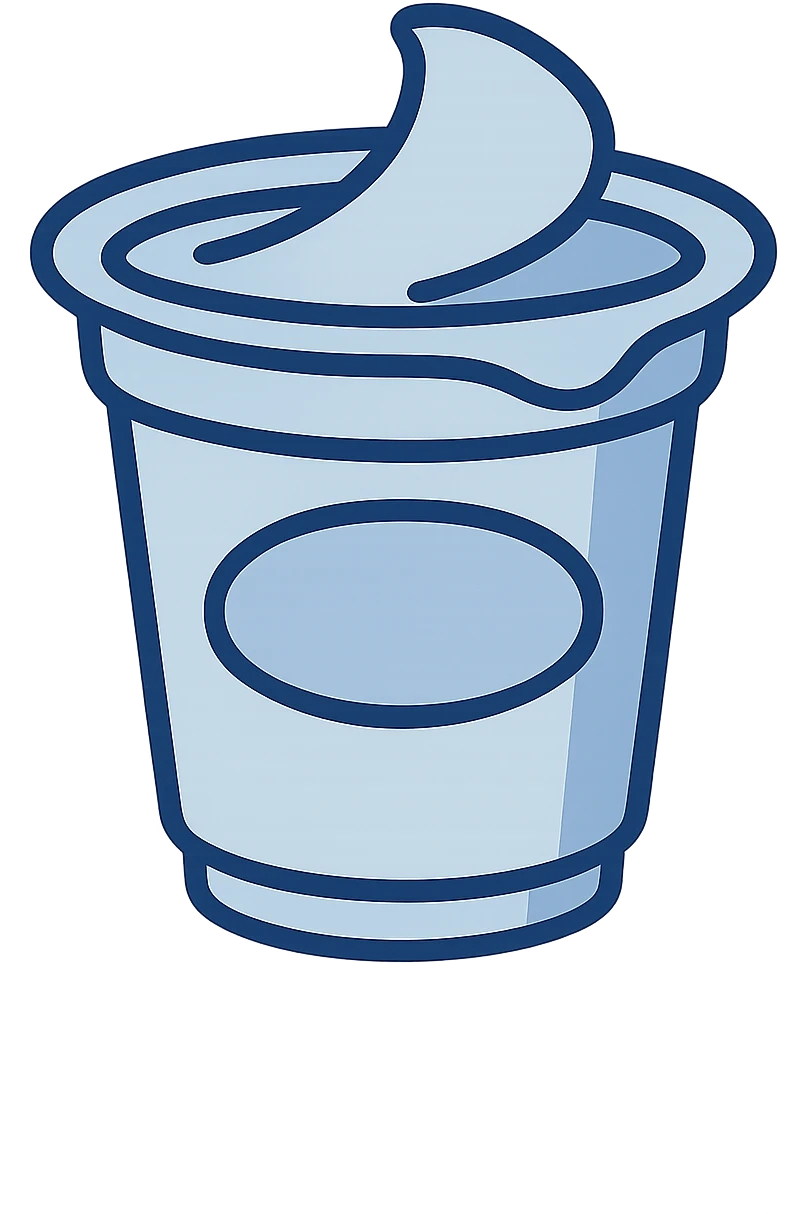 simple yoghurt cup, minimal design, clean lines, white and light blue colors emoji