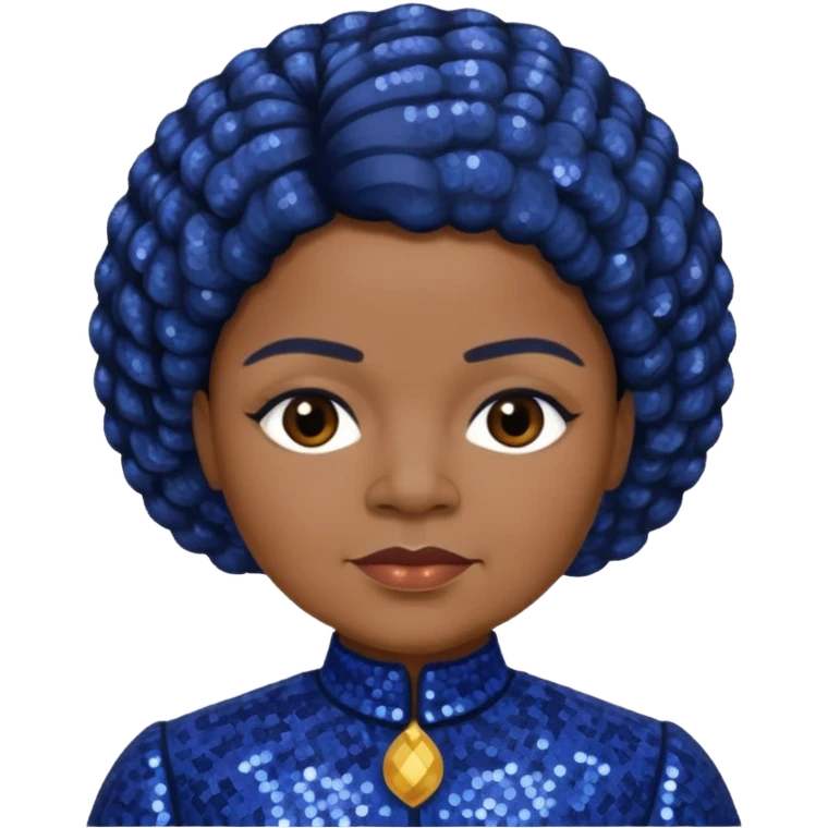 Ida B Wells with dark brown hair, indigo sequin outfit  emoji