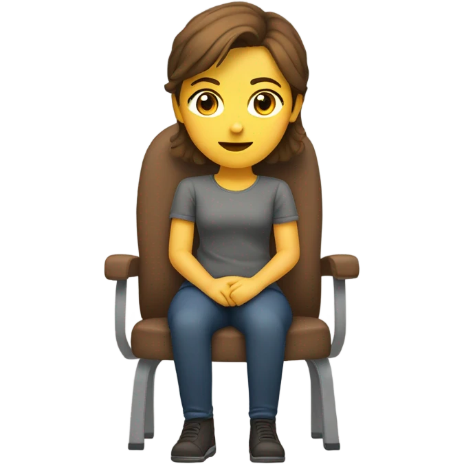 Female Caucasian brown hair on the edge of her seat waiting emoji