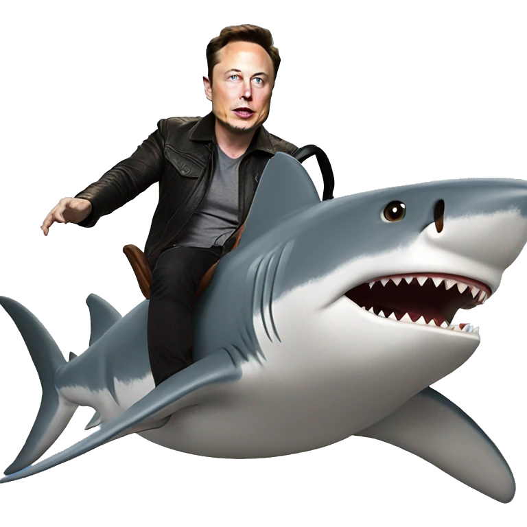 Elon Musk riding a sharknado emoji