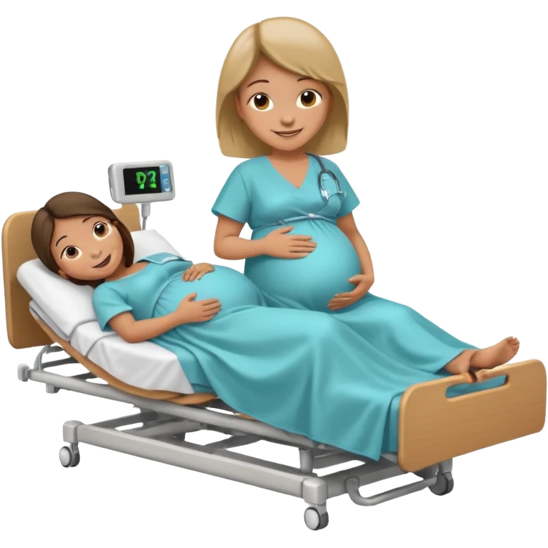 Pregnant woman in hospital bed with legs elevated  emoji