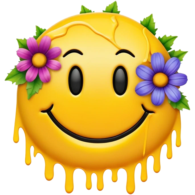 smiley melted garden flowers  emoji