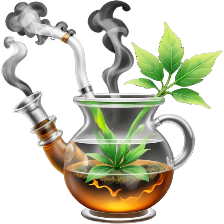 A bong with a freshly packed bowl that is lit and smoking  emoji