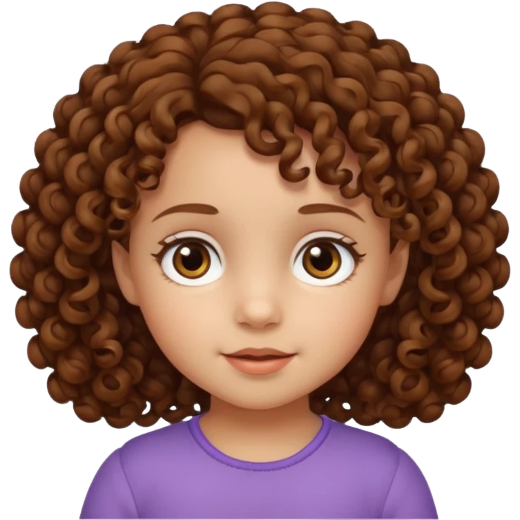 3yr old girl curly brown hair brown eyes emoji