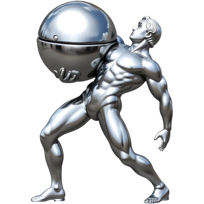 sorayama Sisyphus carrying big sphere on his back sculpture emoji