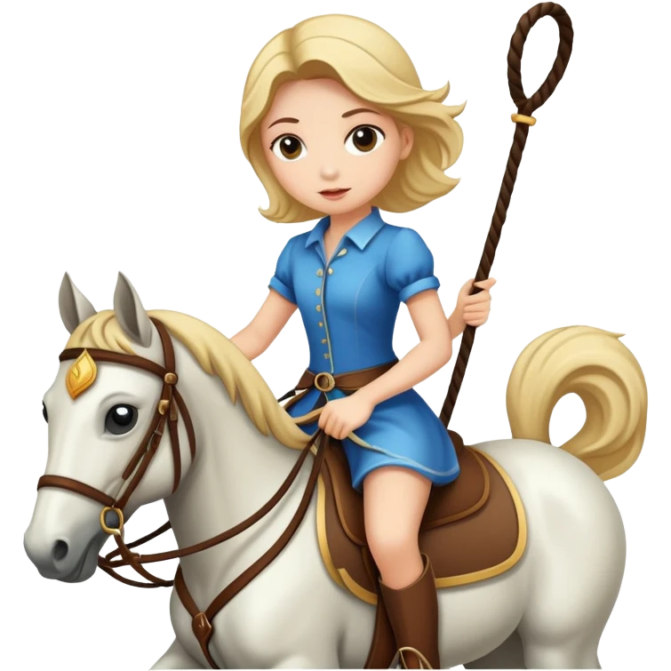 girl riding a horse holding a whip emoji
