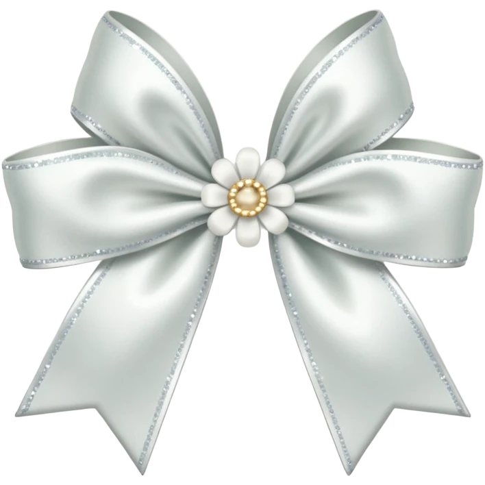 white flower bow with glitter emoji