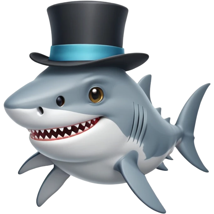 Shark with a top hat emoji