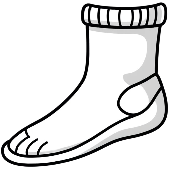smelly white sock on foot, sole view, stinky emoji