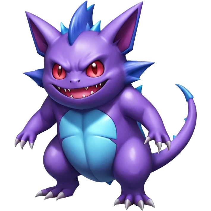 Shiny Dark Gengar-Haunter-Nidorino-fusion-hybrid full body emoji