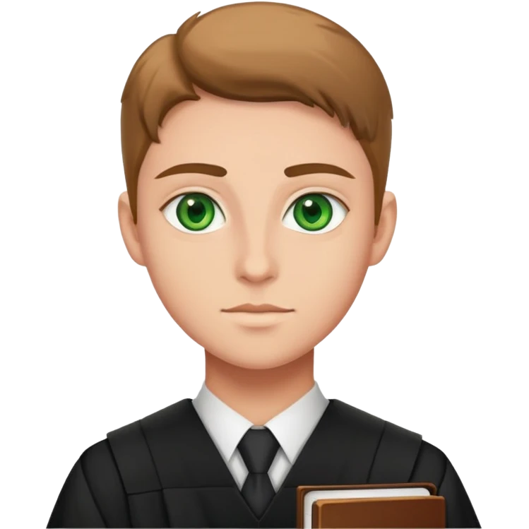 Law student, make eyes more green emoji