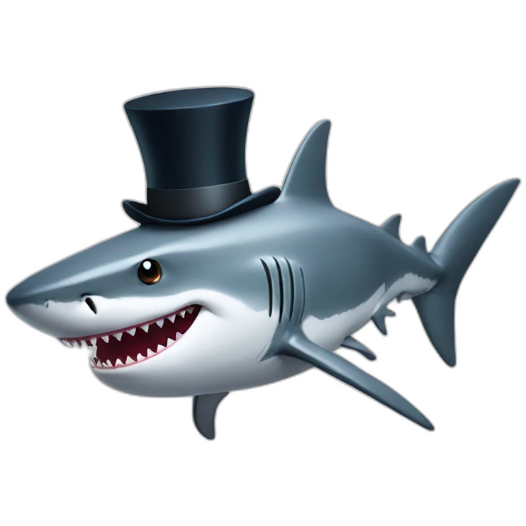 Shark with a top hat emoji
