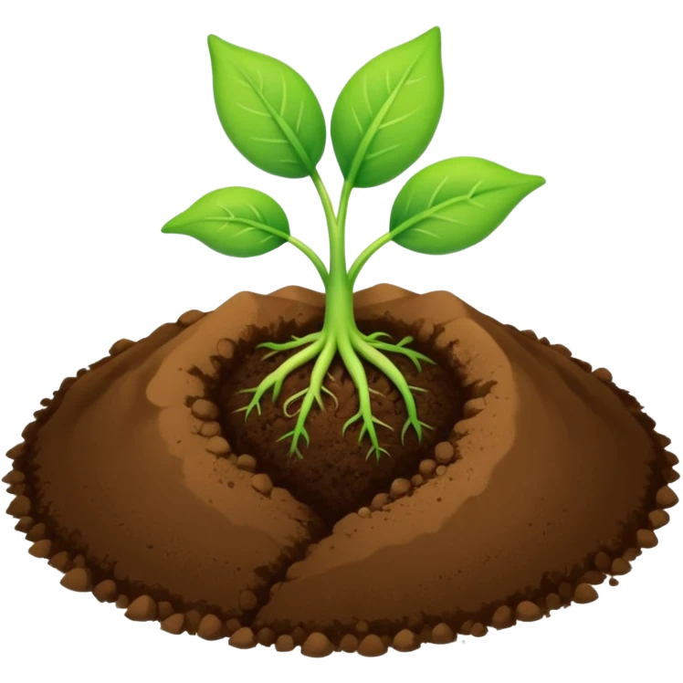 A green sprout with two leaves on top of brown soil emoji