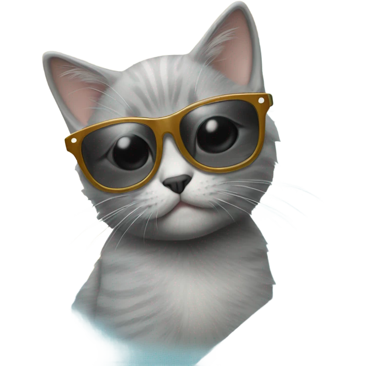 Gray Kitten with sun glasses  emoji