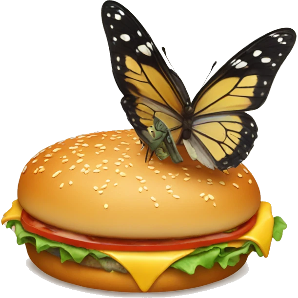 butterfly eating burger emoji