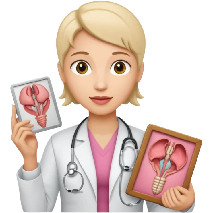 androgynous radiologist holding an image of the uterus emoji