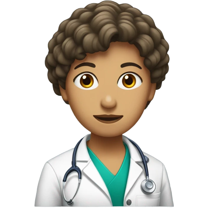 Una doctora con cabello castaño oscuro y fleco cortina  emoji