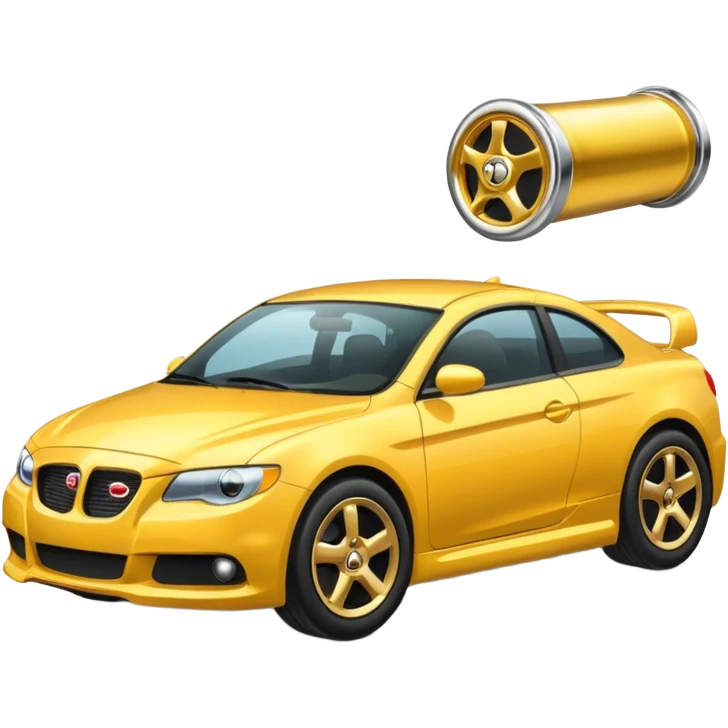 Emoji-style car membership badges: exhaust, black spoiler, and gold wheel can you create them? emoji